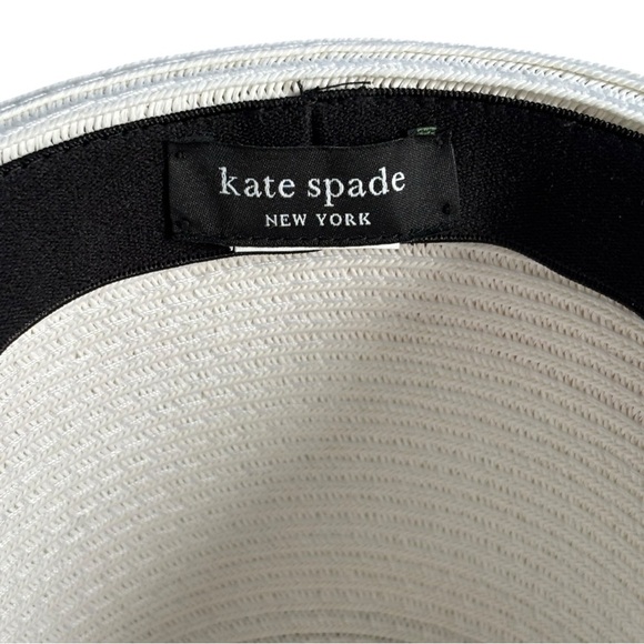 Kate Spade trilby bicolor band fedora hat in white | medium size 7-7 1/2 - Picture 6 of 7